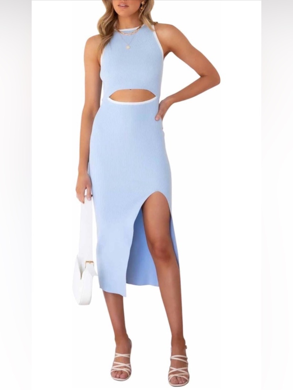 Blue Cut Out Midi Dress